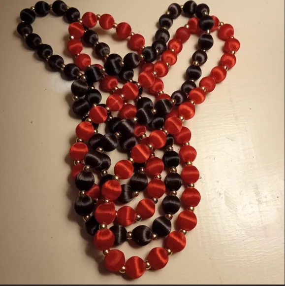 Vintage Satin Bead Necklaces Set Of 2 - Picture 2 of 3